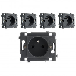 5 Prises 16a 2+t Nu Noir - Clarys