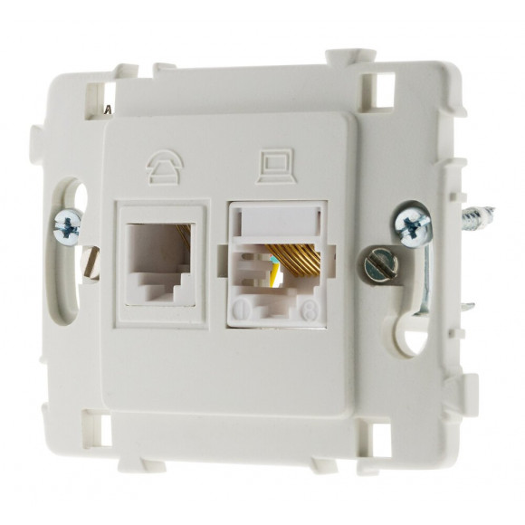 Prise Rj11 + Rj45 Nu Blanc - Clarys