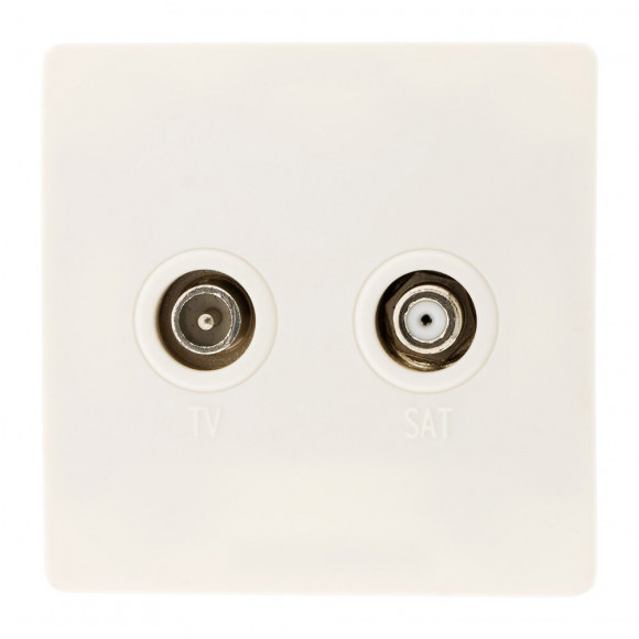 Prise Tv Ø9,52 + Satellite. Vis + Griffes Blanc - Diwone