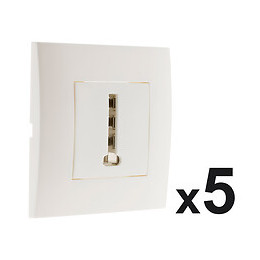 Lot De 5 Prises Tel. 8 Plots Montés Module Large Blanc - Simplea