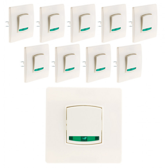 Lot De 10 Boutons Poussoir Voyant Borne-auto Vis + Griffes Blanc - Diwone