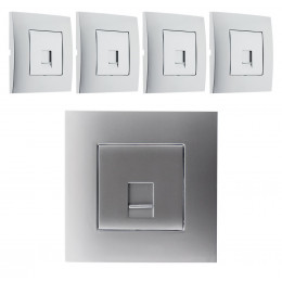 Lot De 5 Prises Tel. Rj 45 Cat.5 Montés Module Large - Silver - Simplea