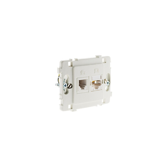 Prise Rj11 + Rj45 Nu Blanc - Clarys