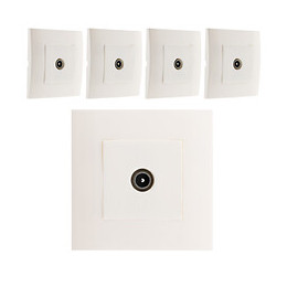 Lot De 5 Prises Tv Montés Module Large - Blanc - Simplea
