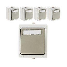 Lot De 5 Boutons Poussoir Porte Étiquette Gris Clair - Ip54 - Akya