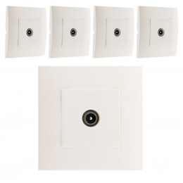 Lot De 5 Prises Tv Montés Module Large - Blanc - Simplea