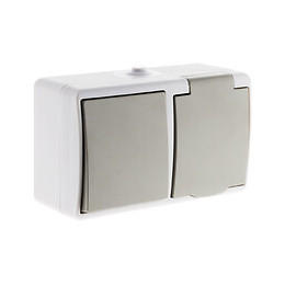 Va-et-vient + Prise 2p+t Ip54 - Gris Clair