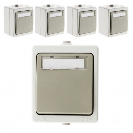 Lot De 5 Boutons Poussoir Porte Étiquette Gris Clair - Ip54 - Akya