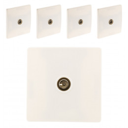 Lot De 5 Prises Tv Ø9,52 Vis + Griffes Blanc - Diwone