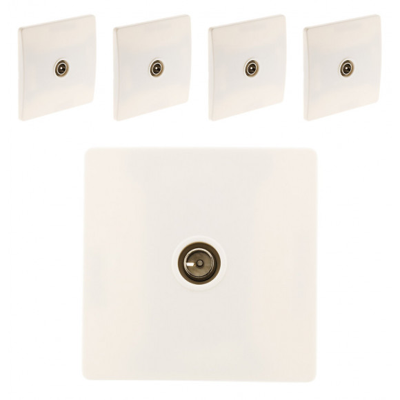 Lot De 5 Prises Tv Ø9,52 Vis + Griffes Blanc - Diwone