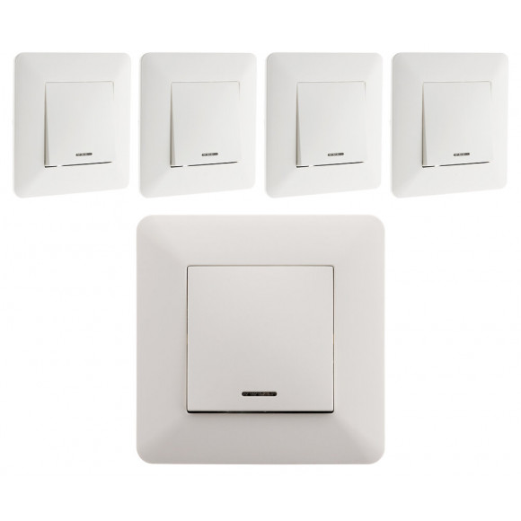 Lot De 5 Interrupteurs Va & Vient À Voyant 10a Blanc - Artezo
