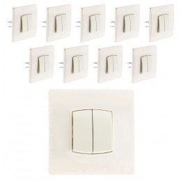 Lot De 10 Double Va Et Vient Borne-auto Vis + Griffes Blanc - Diwone