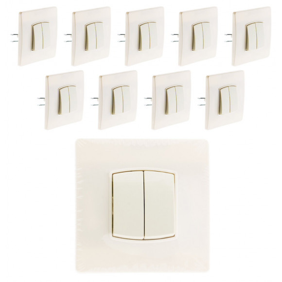 Lot De 10 Double Va Et Vient Borne-auto Vis + Griffes Blanc - Diwone