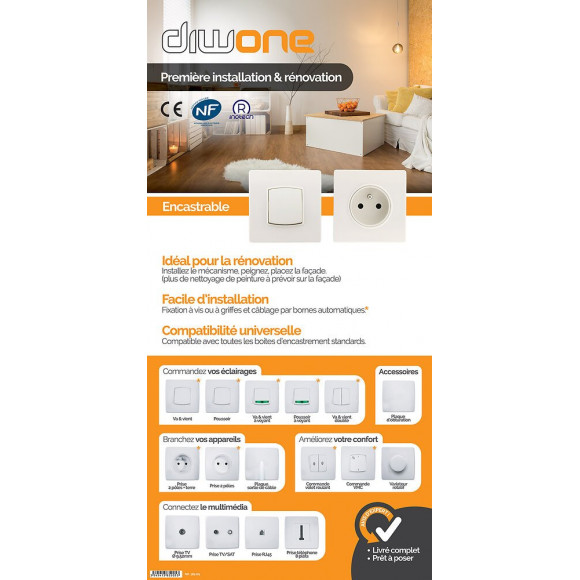 Lot De 10 Va & Vient Borne-auto Vis+griffes Diwone Blanc - Diwone