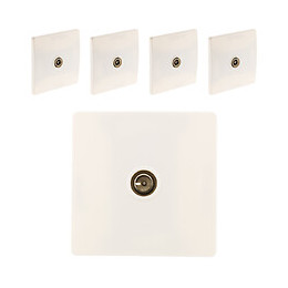 Lot De 5 Prises Tv Ø9,52 Vis + Griffes Blanc - Diwone