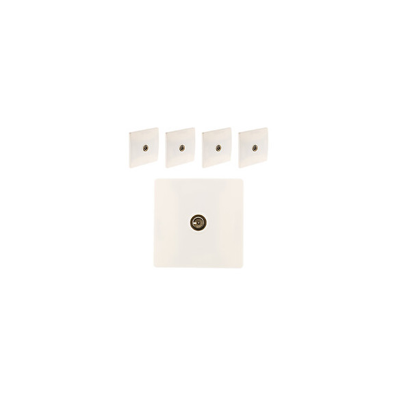 Lot De 5 Prises Tv Ø9,52 Vis + Griffes Blanc - Diwone