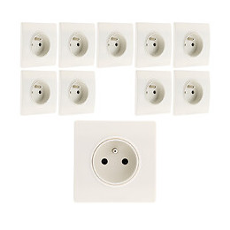 Lot De 10 Prises 2p+t 16a Borne-auto + Griffes Diwone Blanc - Diwone