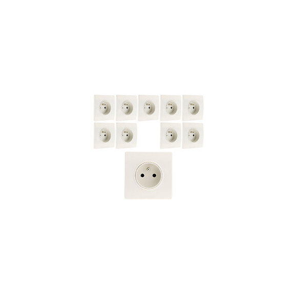 Lot De 10 Prises 2p+t 16a Borne-auto + Griffes Diwone Blanc - Diwone