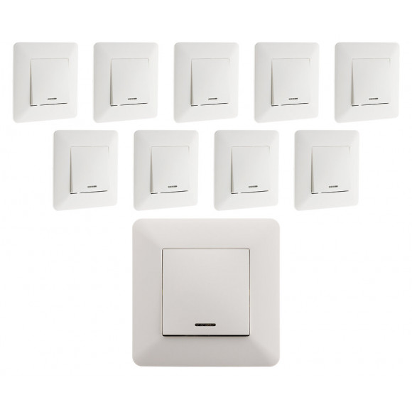 Lot De 10 Interrupteurs Va & Vient À Voyant 10a Blanc - Artezo