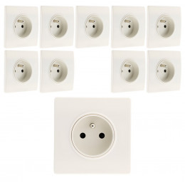 Lot De 10 Prises 2p+t 16a Borne-auto + Griffes Diwone Blanc - Diwone