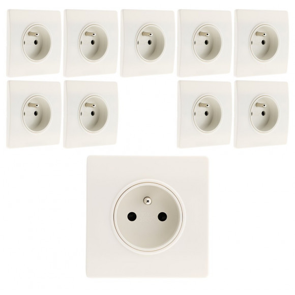 Lot De 10 Prises 2p+t 16a Borne-auto + Griffes Diwone Blanc - Diwone