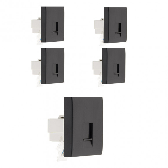 Lot De 5 Prises Tel. Rj 45 Cat.5 - Moteur Seul - Noir - Simplea