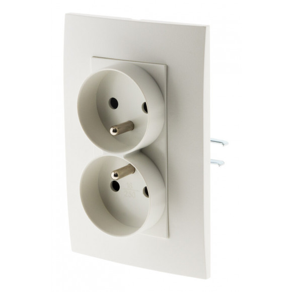 Double Prise 2p+t Pour Boite D'encastrement Standard Ø67mm Prof. 40mm - Clarys