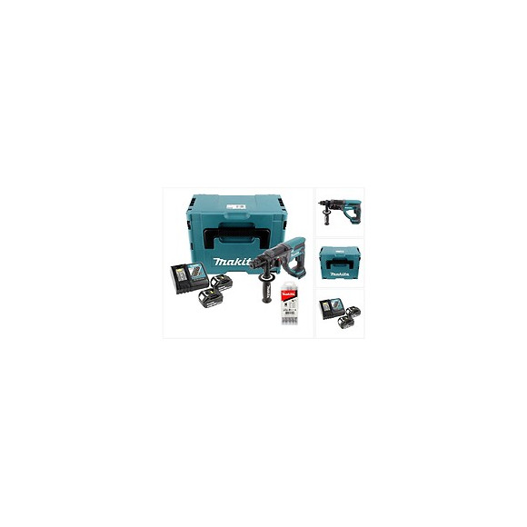 Makita Dhr 202 Rfj 18 V Perforateur Burineur Sds-plus Avec Boîtier Makpac + 2x Batteries 3,0 Ah + Chargeur + 1x 5 Burins Large
