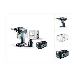 Festool T 18+3 Li-basic Perceuse-visseuse Sans Fil (574763) + Coffret De Transport Systainer + 1x Batterie Bp 18 V 5,2 Ah Li-io