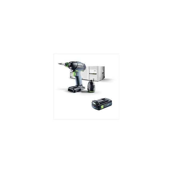 Festool T 18+3 Li-basic Perceuse-visseuse Sans Fil + Coffret De Transport Systainer + 1x Batterie Bp 18 Li 3,1 Ah - Sans Charge