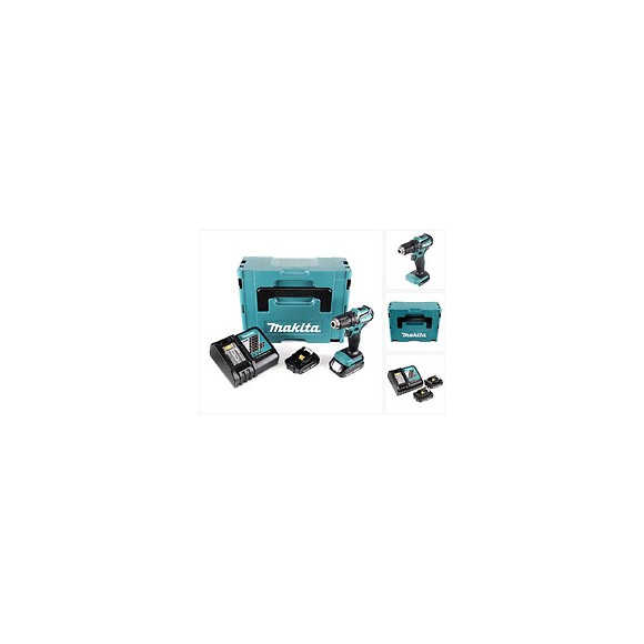 Makita Ddf 483 Ryj 18 V Perceuse Visseuse Sans Fil Avec Boîtier Makpac + 2x Batteries Bl 1820 2,0 Ah + Chargeur Dc18rc