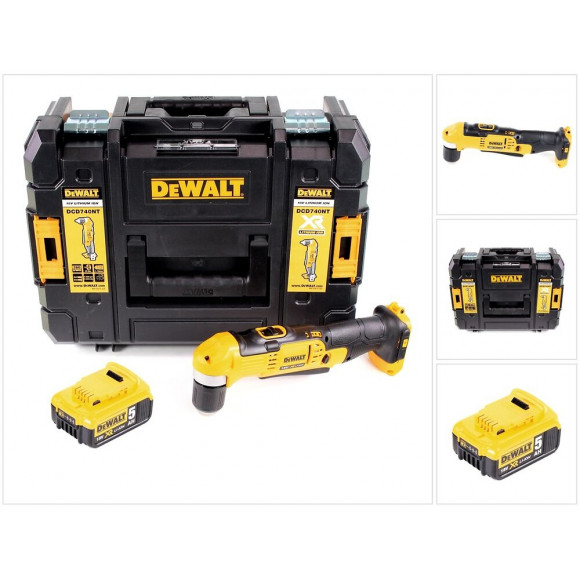 Dewalt Dcd 740 18 V Li-ion Perceuse D'angle Sans Fil + Malette De Transport Tstak Ii + 1 X Batterie 5,0 Ah - Sans Chargeur