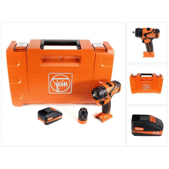 Fein Abs 18 Q Perceuse-visseuse Sans Fil 18v 60nm Interface Quickin ( 71132264000 ) + Coffret De Transport + 1 X Batterie 3,0 A