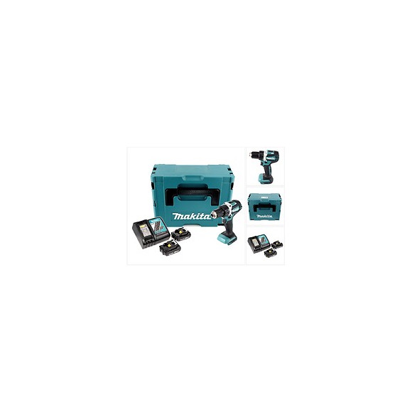 Makita Ddf 484 Raj 18 V Perceuse Visseuse Sans Fil Brushless 54 Nm Avec Boîtier Makpac + 2x Batteries Bl1820 2,0 Ah + Chargeur