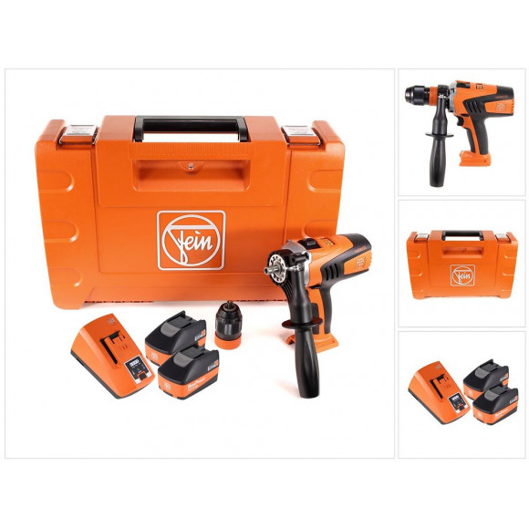 Fein Ascm 18 Qm Perceuse-visseuse Sans Fil - 4 Vitesses 18v 90nm ( 71161164000 ) Set + Coffret De Transport + 2x Batteries 5,2 