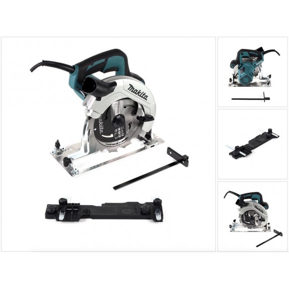 Makita Hs 7611 1600 W Scie Circulaire Portable 190 Mm + 1x Lame De Scie Carbure + 1x Adaptateur De Rail De Guidage Makita C