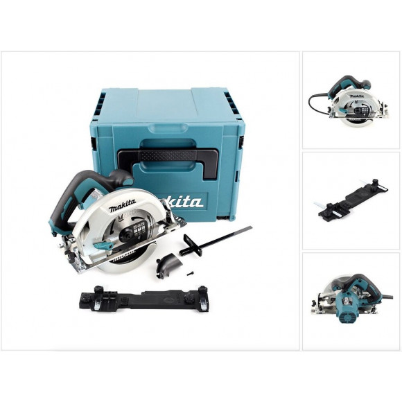 Makita Hs 7601 J 1200 W Scie Circulaire Électrique + Coffret Makpac + Lame De Scie Mforce De 190 Mm + Adaptateur De Rail De Gu