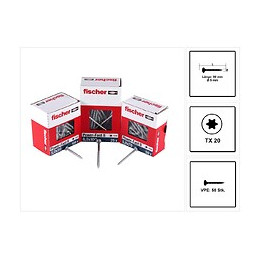 Fischer Vis Pour Panneaux De Particules Power-fast Ii Fpf Ii 5,0x70 Mm - 50 Pièces (670441) Tête Cylindrique + Filetage Torx 