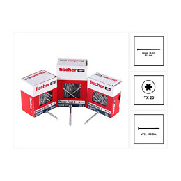 Fischer Power-fast Ii Fpf Ii Vis À Bois Aggloméré 5,0x35 Mm, 200 Pcs., Tête Fraisée, Empreinte Torx, Filetage Partiel, Zin