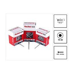 Fischer Power-fast Ii Fpf Ii Vis À Bois Aggloméré 6,0x40 Mm, Tête Panoramique Avec Étoile Intérieure Tx Filetage Partiel 
