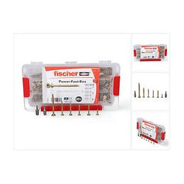 Fischer Power-fast Box Tête Fraisée Avec Double Filetage,  245 Pcs. - 3,5 - 5 Mm - Torx Galvanisé, Passivé Jaune ( 667005 )