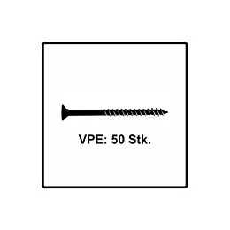Fischer Power-fast Ii Fpf Ii Vis À Bois Aggloméré 5,0x110 Mm, 50 Pcs., Tête Fraisée, Empreinte Torx, Filetage Partiel, Zin