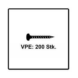 Fischer Vis Pour Panneaux De Particules Power-fast Ii Fpf Ii 4,5x25 Mm - 200 Pièces (670329) Tête Cylindrique + Filetage Torx