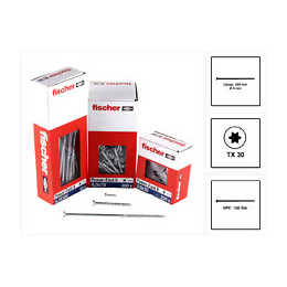 Fischer Power-fast Ii Fpf Ii Vis À Bois Aggloméré 6,0x200 Mm, 100 Pcs., Tête Fraisée, Empreinte Torx, Filetage Partiel, Zi