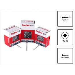 Fischer Vis Pour Panneaux De Particules Power-fast Ii Fpf Ii 3,5x12 Mm - 200 Pièces (670097) Tête Cylindrique + Filetage Torx