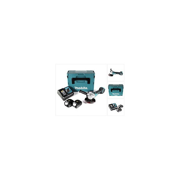 Makita Dga 511 Rfj Meuleuse D'angle Sans Fil 18v 125mm Brushless + 2x Batteries 3,0ah + Chargeur + Coffret Makpac