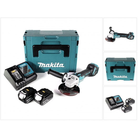 Makita Dga 511 Rfj Meuleuse D'angle Sans Fil 18v 125mm Brushless + 2x Batteries 3,0ah + Chargeur + Coffret Makpac
