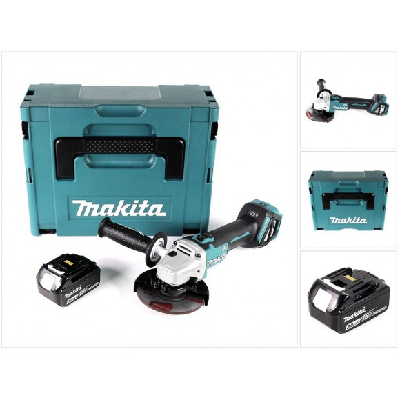 Makita Dga 511 F1j Meuleuse D'angle Sans Fil 18v 125mm Brushless + 1x Batteries 3,0ah + Coffret Makpac - Sans Chargeur