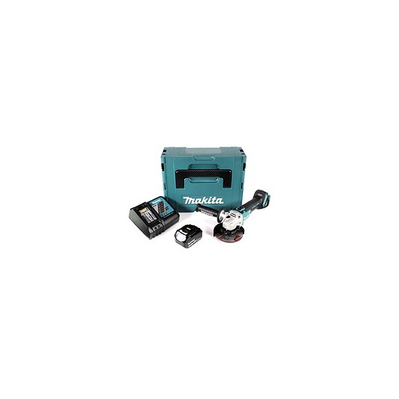 Makita Dga 504 Rf1j 18 V Meuleuse Sans Fil Ø 125 Mm Avec Boîtier Makpac + 1x Batterie Bl 1830 3,0 Ah + Chargeur Dc18rc