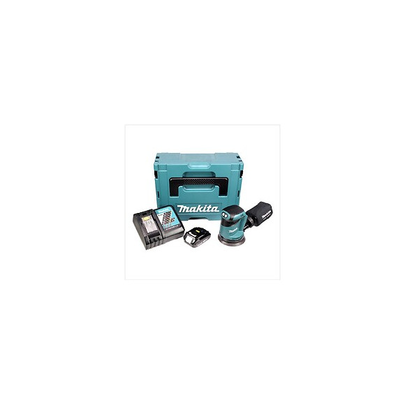 Makita Dbo 180 Y1j-p Ponceuse Excentrique Sans Fil, 18v + 1x Batterie 2,0ah + Chargeur + Makpac